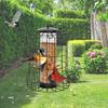 Squirrel Proof Caged Birds Feeder for Outdoor Hanging Metal Cage Seeds Tube Wild Birds Feeder with 4 Ports for Small Birds Goldfinches Chickadees