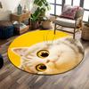 Cute Cat with Big Yellow Eyes Print Round Rug, Living Room, Bedroom, Playroom Carpet, Non Slip Floor Mat, Gift