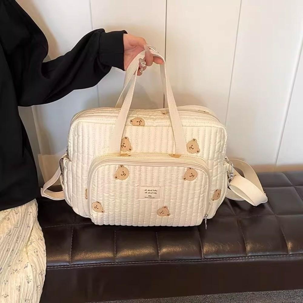 New Cute Bear Organizer Bag Embroidery Large Capacity Handbag Mommy Bag Maternity Pack Diaper