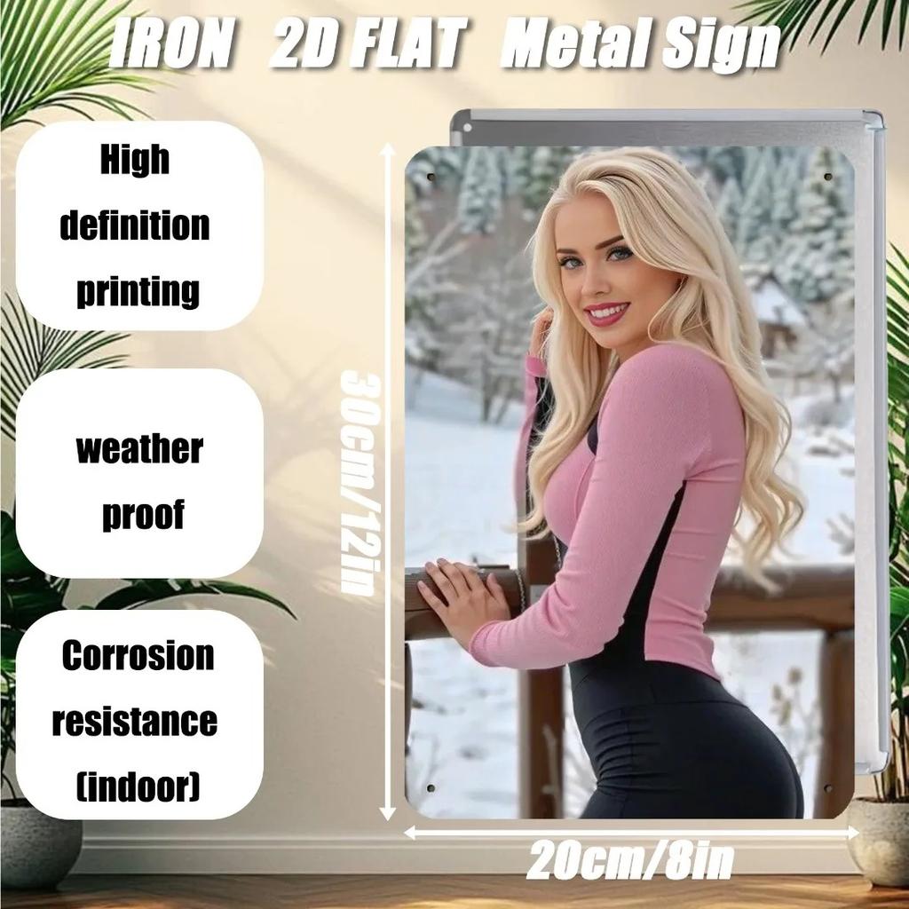 Vintage Metal Wall Sign 8x12 Inch Retro Snow Scene Decor for Cafe Bar Home