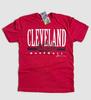 Красная ретро футболка для фанатов бейсбольной команды Cleveland с изображением стадиона, унисекс