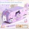 Layered Structure Multi-Functional Pencil Box Cartoon Storage Box  For Primary School Students