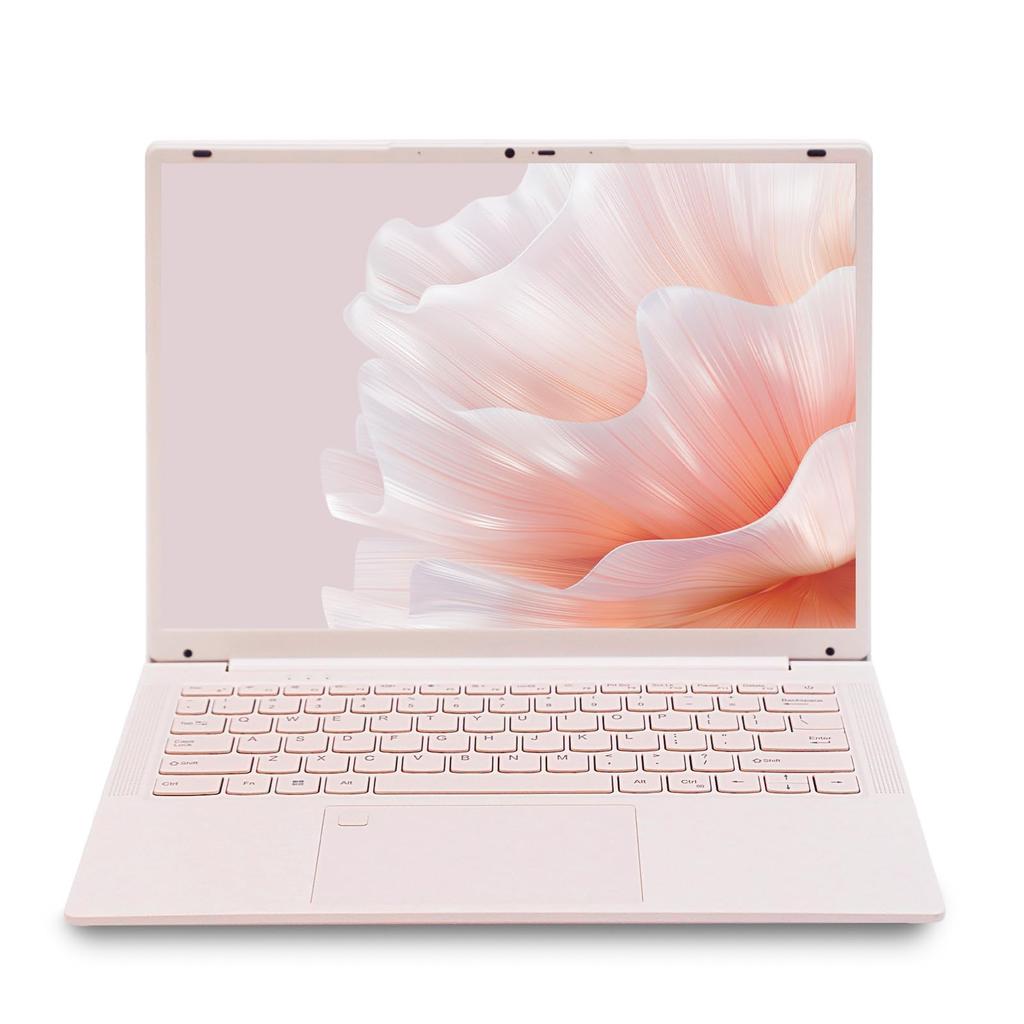 YHBIN Pink Laptop with N150 Than the N100 N95 Quieter Heat 2160x1440 16GB DDR4 Lightweight Fingerprint 6000mAh High Windows 11 Office Bluetooth WiFi 5