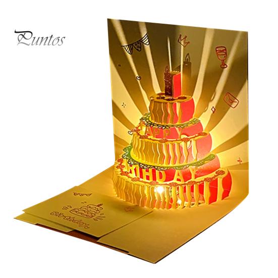 3D-открытка на день рождения, всплывающая поздравительная открытка с музыкальными огнями, открытка на день рождения с тортом для женщин, мужчин, детей, друзей