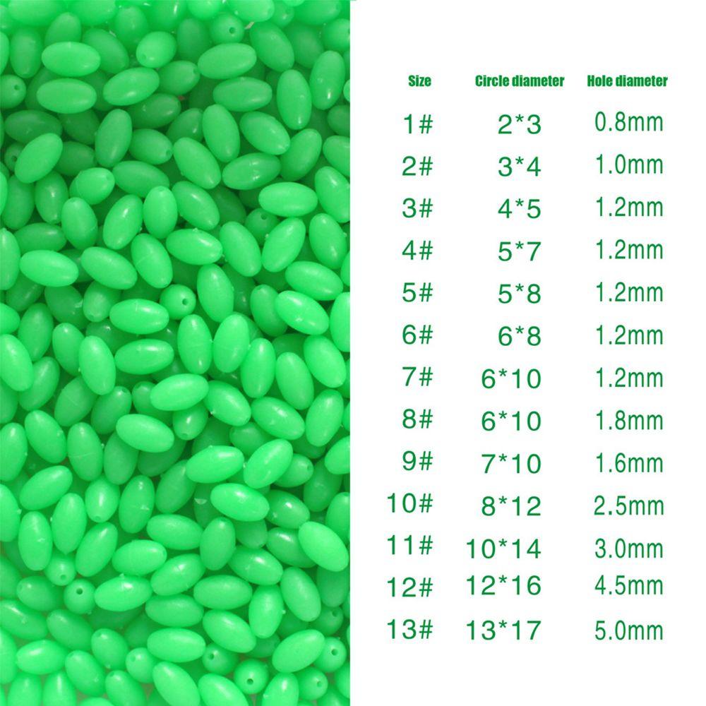 100 ШТ. Ночные Морской Зеленый Новые Стопоры Рыболовные Овальные Поплавки Бусины Светящиеся Шарики Светящийся Свет