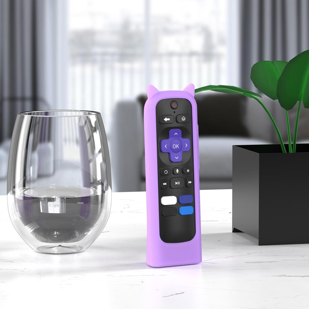Cute Standing Silicone Remote Cover for Roku TV Remote, Glow Remote Case for Roku Player Simple/Voice Remote(Not for Ultra/Pro)
