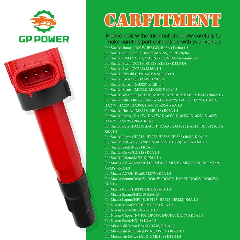 3PCS GP POWER Performance Ignition Coil Packs 33400-74P00 33400-85K10 for Suzuki Jimny Spacia Wagon R Alto 0.66 0.66T K6A R06A