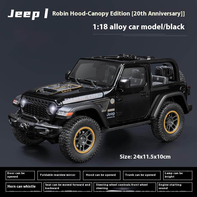 Масштаб 1/18 Jeep Wrangler Rubicon Версия Кабриолет Внедорожник Сплав Литой Модель Машины Звук и Свет Детские Игрушки Подарки на День Рождения