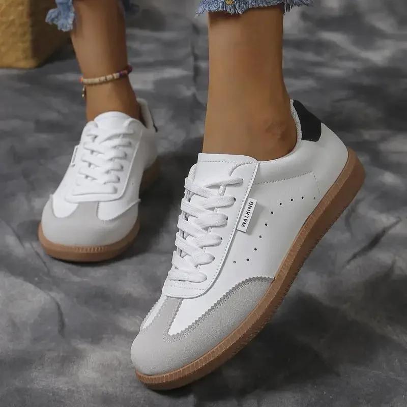 Повседневные замшевые женские кроссовки больших размеров со шнуровкой и мелким носком, удобные женские туфли, модные нескользящие весенне-осенние туфли