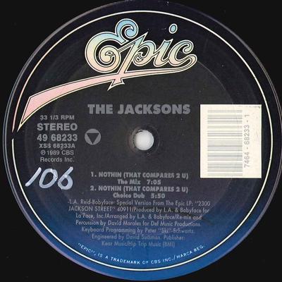 12-дюймовая пластинка JACKSONS - Nothin' (Это сравнится с тобой) 4968233 EPIC 1989 США Танцевальная и Электронная Б/У