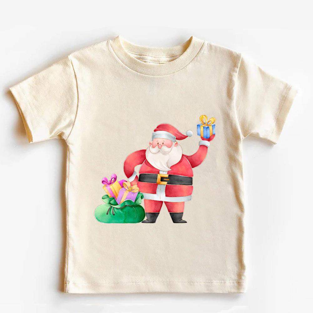 Рождественская хлопковая детская футболка с Санта-Клаусом, ретро рождественская футболка для детей, Merry Xmas для малышей и младенцев, топы, одежда