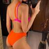 Женский бикини со стразами на одно плечо и вырезами, женский купальник, комплект из двух частей, купальный костюм, купальный костюм