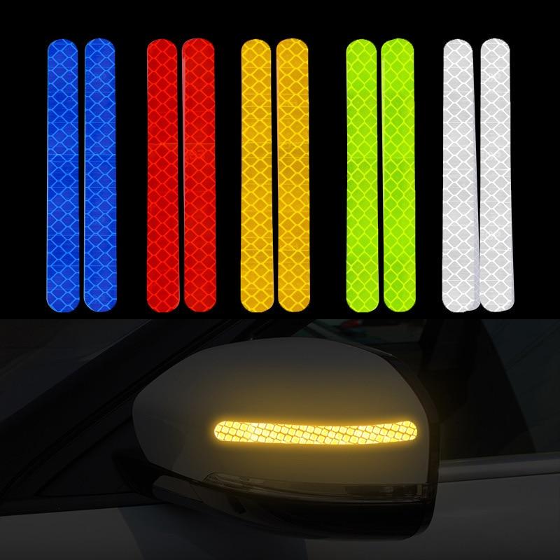 2PCS Car Stickers Mirror Reflective Strip Anti-collision Warning Stickers Exterior Reflex Tape Reflective Strip KTY