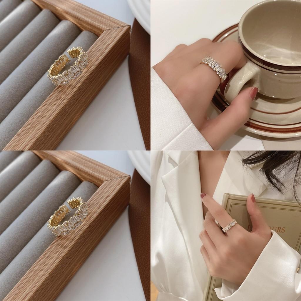 Dazzling Geometric Copper Ring With Adjustable Size And Stunning Zirconia For Women