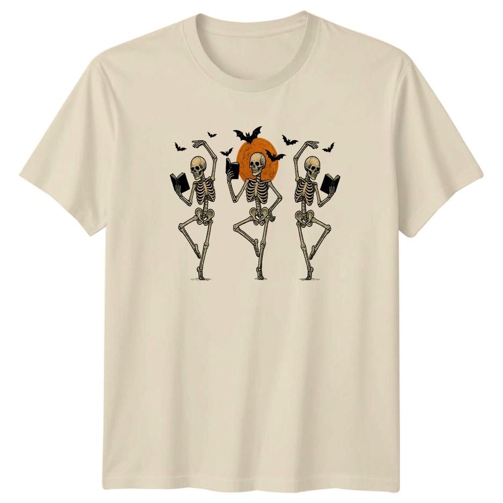 Halloween Dancing Skeletons Reading Books TShirt Reading Halloween Gift For Him