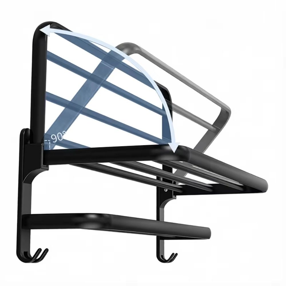 Matte Black Foldable Towel Rack Foldable 90 Degree Towel Storage Rack Home Towel Rack for Home Use