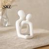 Compact Romantic Indoor Sculpture 3D Printed Abstract Couple Statue, Minimalist Couples Bedroom Decor, White Hugging Lovers Sculptures, Long-lasting