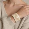 European and American Fashion Niche Imitation Jade Wide Version Resin National Style Bracelet Simple Light Luxury Multi-color Versatile Women's Models