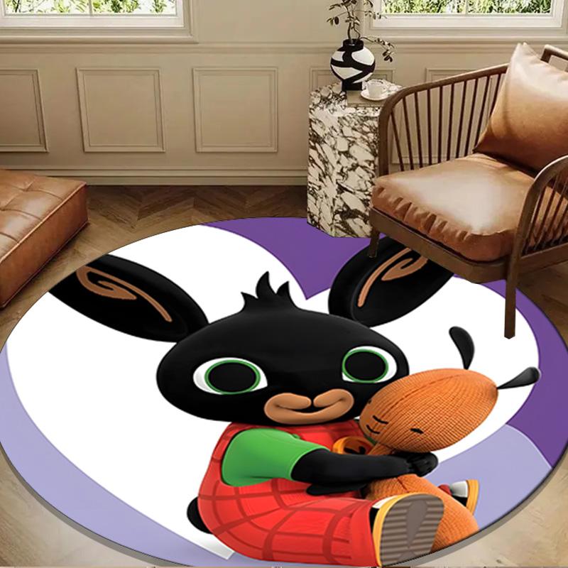 Bunny's Cozy Hug Round Rug for Livingroom,Bedroom, Palyroom, Chair Rug, Area rug, Circle Carpet, Large Size Fan Christmas gift