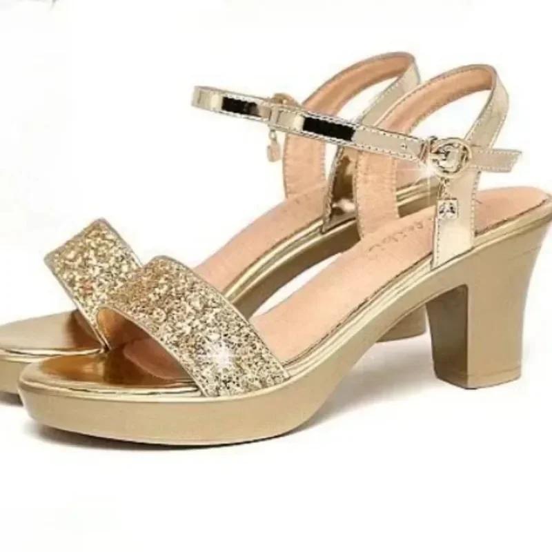 Модные женские босоножки на платформе с толстым каблуком, летние новые открытые туфли-гладиаторы с ремешком на щиколотке для женщин, туфли на каблуке в стиле ретро для улицы