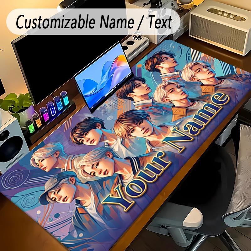 Large Mouse PadBTS Custom Name Text Personalized Desk Mat Non Slip Gaming Pad