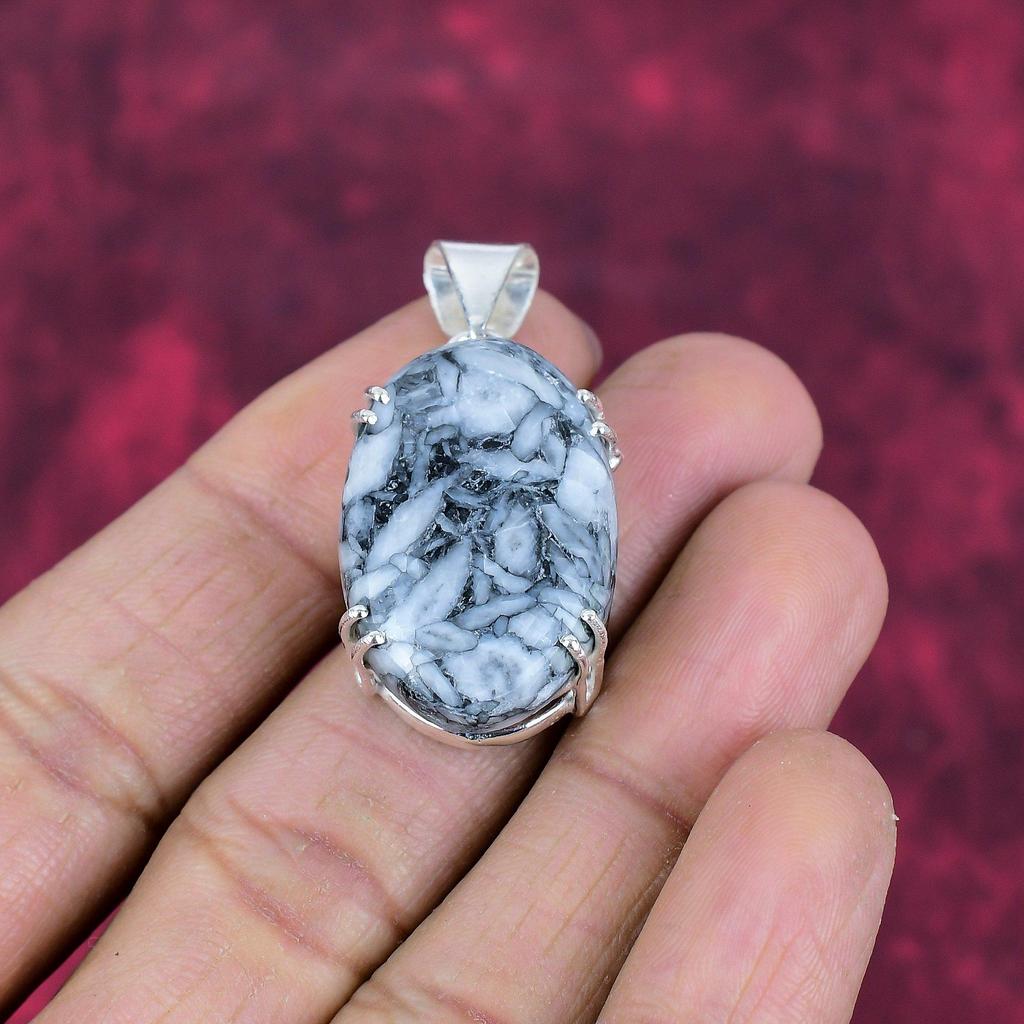 Подвеска из цельного серебра Pinolith Jasper 925 пробы, ювелирные изделия с подвеской из драгоценных камней ручной работы, подарки для жены, абсолютно новый кулон