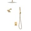 Shower Faucet Set, 305 mm Thermostatic Ceiling Mount Rainfall Shower System with 152 mm Wall Mount Head and 2 in 1 Handheld Spray, 3-Function Dual