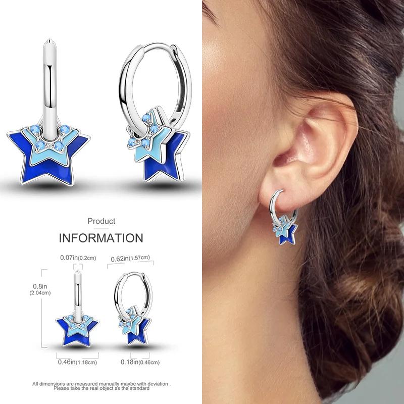 2024 New Earring for Women 925 Silver Sparkling Star Butterfly Heart Tassels Feather Hoop Earrings Engagement Wedding Jewelry
