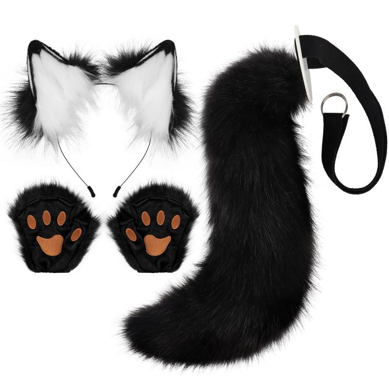 Fox Ear Hairband Beast Tail Halloween Set Beast Paw Simulation Plush Beast Ear Accessories
