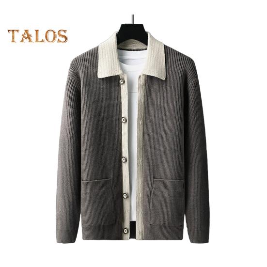 Мужской свитер, пальто, толстый, цветной, застежка на пуговицы, отложной воротник, трикотажный, свободный, сохраняющий тепло, куртка, осень-зима, кардиган, верхняя одежда