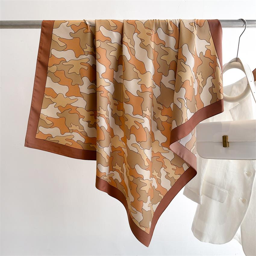 Корейская версия шелкового шарфа с облачной печатью 90 см, женский шелковый шарф из саржи, универсальный квадратный шарф, шаль для защиты от солнца, платок на голову