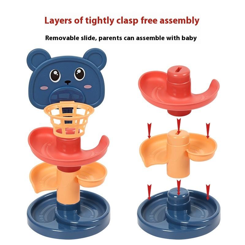 Стрельба, укладка, веселье, поворот, детская забавная дорожка, скользящая башня с мячом, детское образование, раннее образование, катящаяся игрушка с мячом