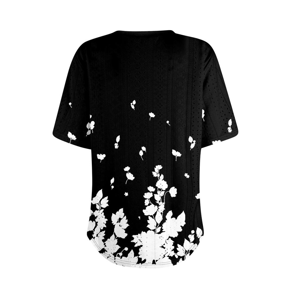 Womens T Shirts V Neck Short Sleeve Casual Tops Loose Fit Basic Tees With Curved Hem