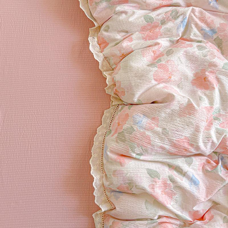 Ins Цветочный Комплект Постельного Белья Набор С Пододеяльником Принцесса Комплект Постельного Белья Простыни Комплект 2 Наволочки Односпальный Двуспальный Размер Queen Back To School