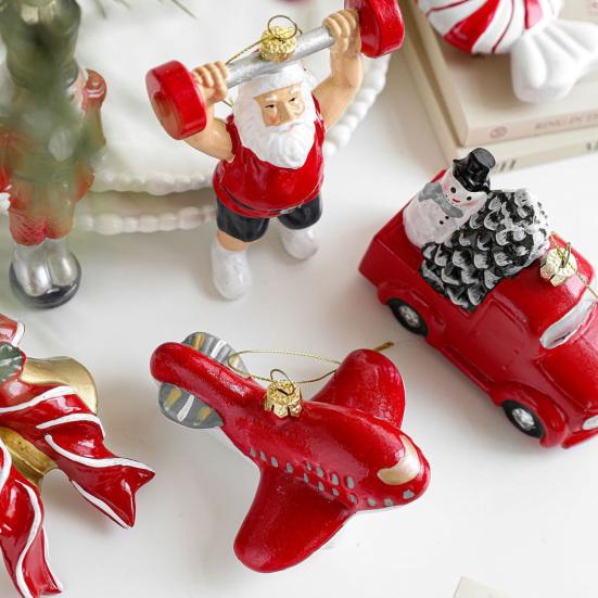 Мультяшные пластиковые украшения Санта, елочные дизайны, красочные рождественские украшения с