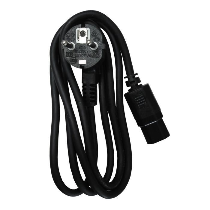 Сетевой шнур ZENITECH 2 м для нагревательных приборов с вилкой 2P+T и гнездовым разъемом C15