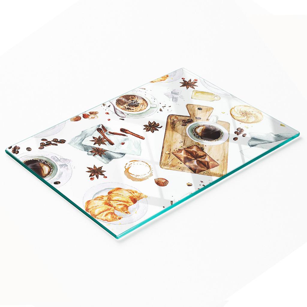 Kitchen Multifunctional Decorative Tempered Board Morning Coffee 80x52 cm