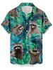 Men's Casual Hip-Hop Hawaiian Style Shirt with Cute Raccoon 3D Print