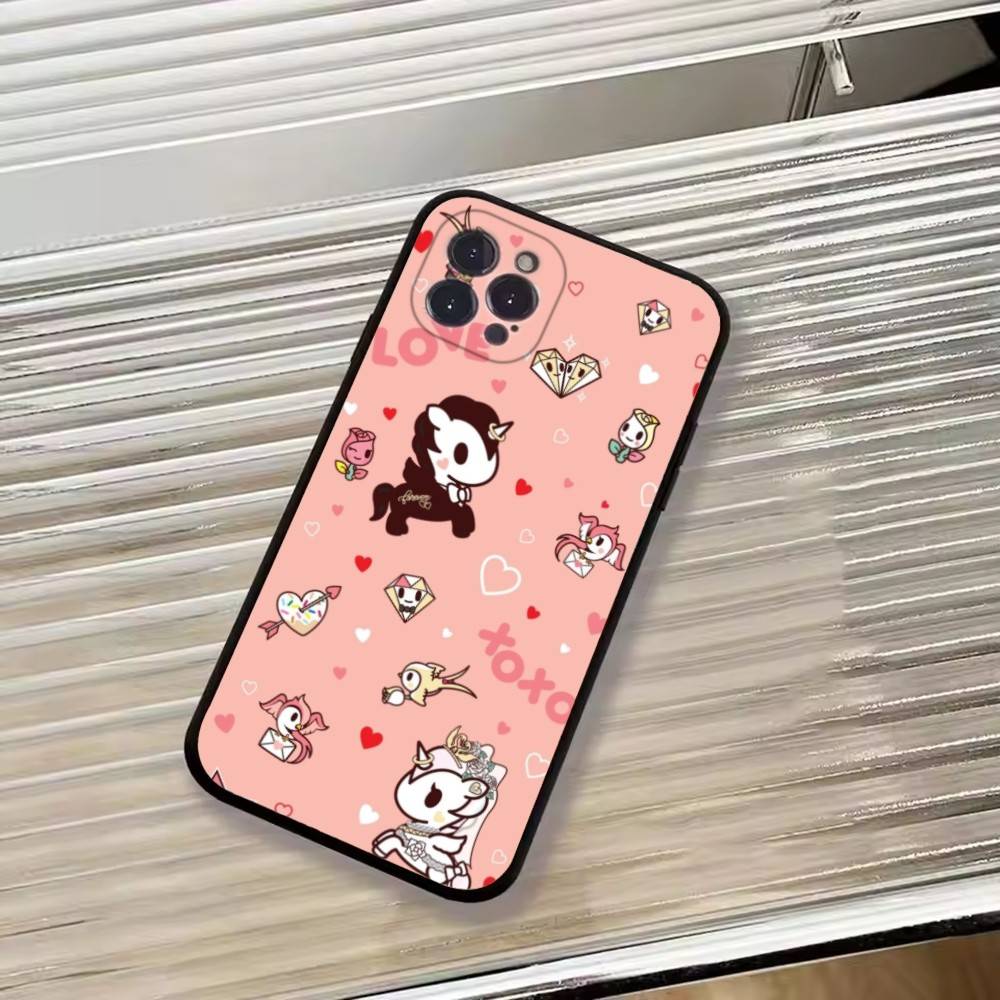 Япония T-Tokidokis Чехол для телефона для iPhone 17,16,15,14,13,12,11 Plus,Pro Max,XS,Мягкий силиконовый черный чехол