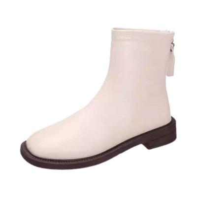 Французские ботильоны с квадратным носком, женские ботинки 2025, новые осенне-зимние одинарные ботинки на плоской подошве из мягкой кожи, тонкие ботинки Мартин, ботинки Челси