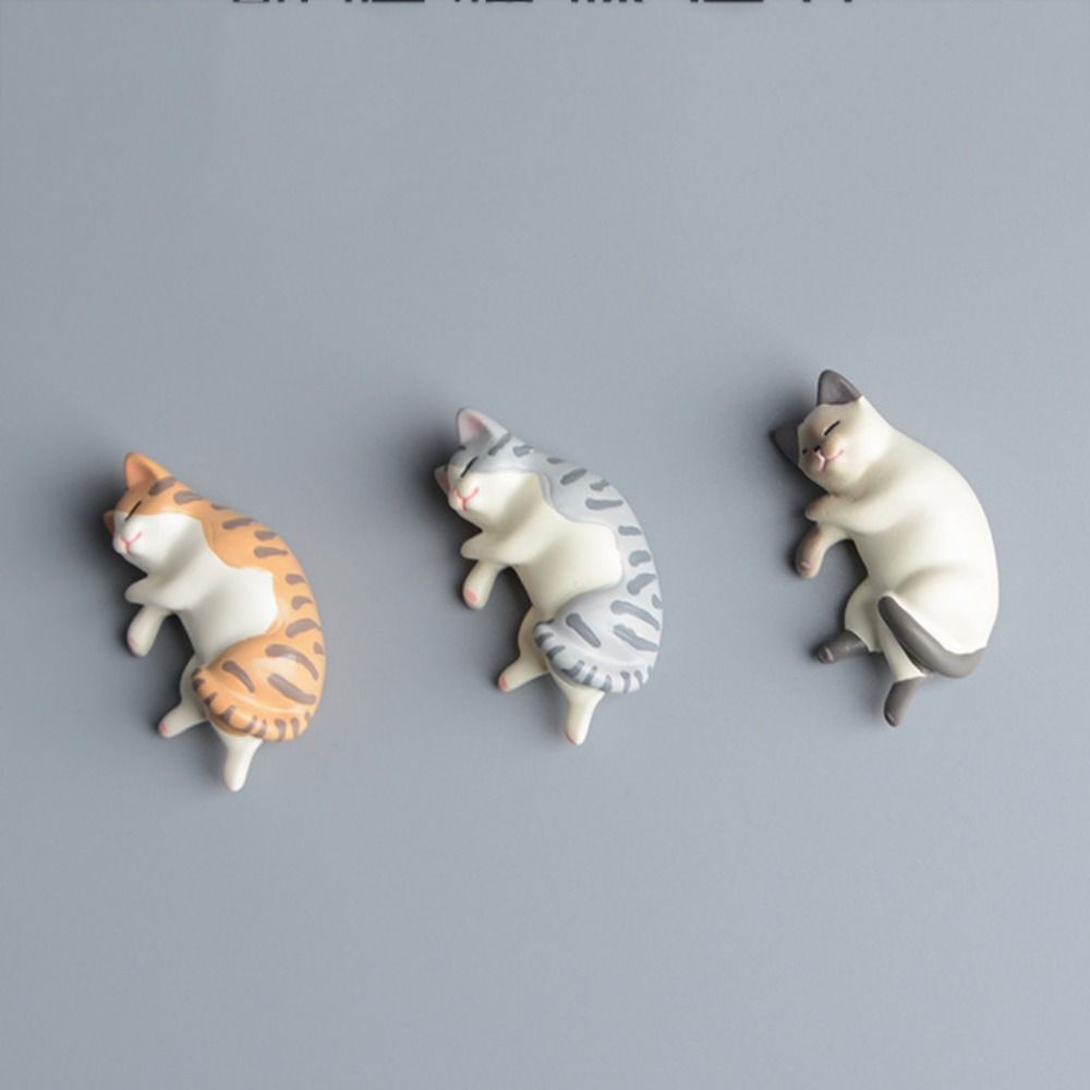 Cute Simulated Cat Fridge Ornaments Simulation Lazy Cat Miniatures Cat Resin Accessories Car