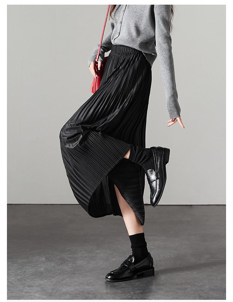 Fashionable high waisted pleated skirt 2026 spring fashion versatile mid length skirt