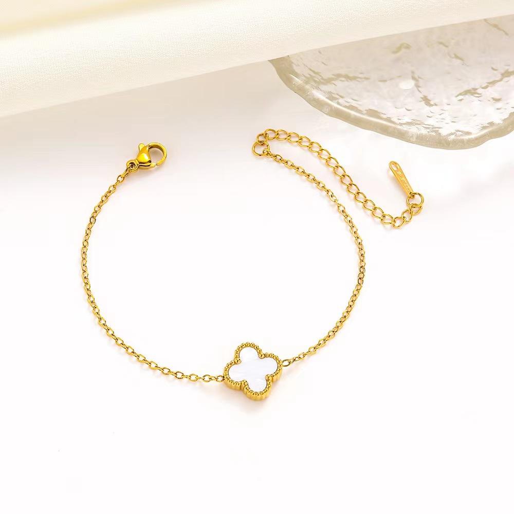 Браслет с одним цветком и двумя лепестками клевера, легкий, роскошный, простой, высокое чувство женской бижутерии