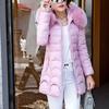 Женская верхняя одежда с капюшоном, теплое пальто, длинное, толстое, с воротником, хлопковая приталенная куртка