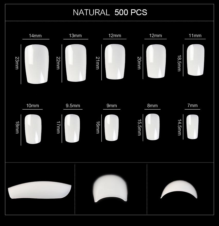 kads 500 шт., накладные ногти, французские короткие квадратные накладные ногти, маникюр, акриловые ногти, полное покрытие, инструменты для украшения ногтей