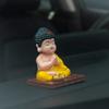Car Decoration Solar Powered Shaking Buddha Shaking Small Monk God of Wealth Central Console Ornament Car Accessories