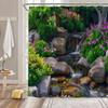 Nature Landscape Shower Curtain Waterfall Tree Colorful Floral Tropical Garden Plant Jungle Rainforest Fabric Bathroom Decor