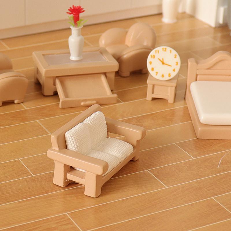 1/12 Dollhouse Miniature Furniture Set Dollhouse Living Room Bedroom Decoration Dolls House Accessories Kid Pretend Play Toy