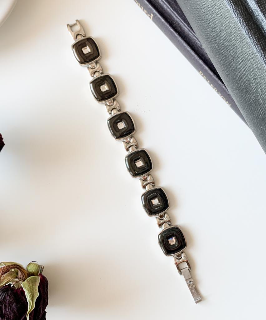 Sabona London 308 Lady Executive Black Stainless Steel Gem Magnet Bracelet