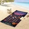 Spooky pumpkins twilight magic Print beach towel, quick drying, suitable for travel, outdoor sports, jogging, the beach and swimming, gift